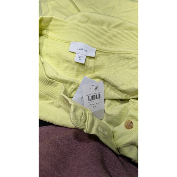 J Jill Fit Womens Long Sleeve Henley Sweater Sz 4X Lime highlighter yellow NWT - Picture 4 of 6